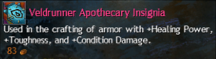 MMOJUGG Guild Wars 2 US Veldrunner Apothecary Insignia Details View of Item Function and Use